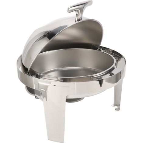 Chafing dish buffet 300 W avec couvercle transparent, 6 L, rond, pour le service traiteur, 2 modes de maintien au chaud, prise UE 220-240 V, plateau pour aliments entiers (1/5)