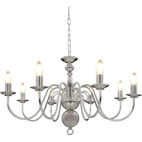 Lustre argenté avec 8 ampoules E14 (1/5)