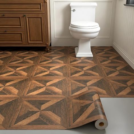 Revetement de Sol PVC en Rouleau Marron Foncé en Bois 30cm x 450cm (1/5)