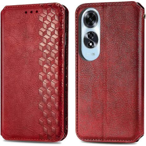 Étui pour téléphone 4G d'une certaine marque, coque en cuir PU à motif losange avec fermeture magnétique invisible (1/4)