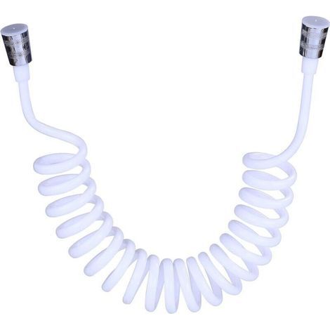 Duschschlauch, Schaumstoff-Duschschlauch mit Kupferkappe, Teleskop-Federschlauch, einziehbarer Schlauch für Handbrause, WC und Bidet (3M Weiß) (1/4)