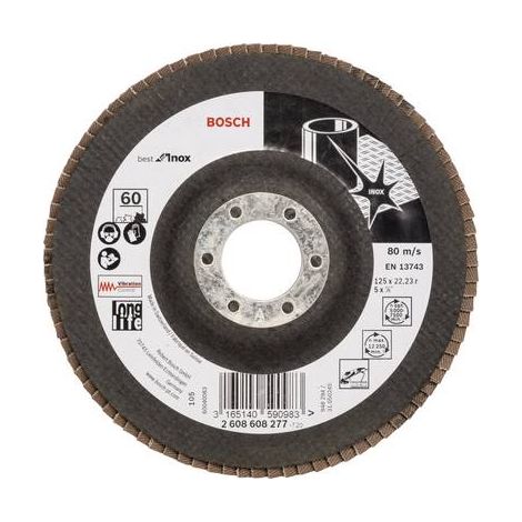Disque à rabat Bosch X581 Best for Inox droit 125 mm 60 tissu de verre 10 pièces (1/2)