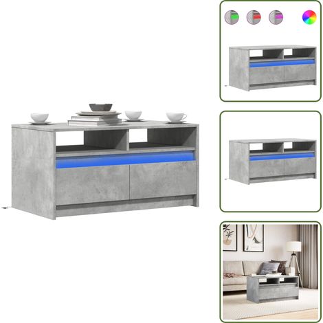The Living Store LED-Couchtisch Betongrau Holzwerkstoff - Holzwerkstoff Couchtisch (1/5)