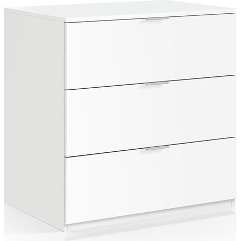 Pegane – Commode enfant 3 tiroirs blanc – Dimensions 77x80x38 cm – Certifiée PEFC pour durabilité – Design contemporain moderne (1/5)