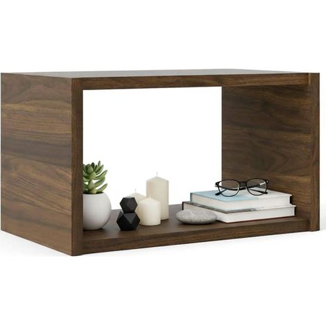 Étagère Wilfred, une tablette, structure en bois noble, 25x43,6x25,8h cm, brun noyer