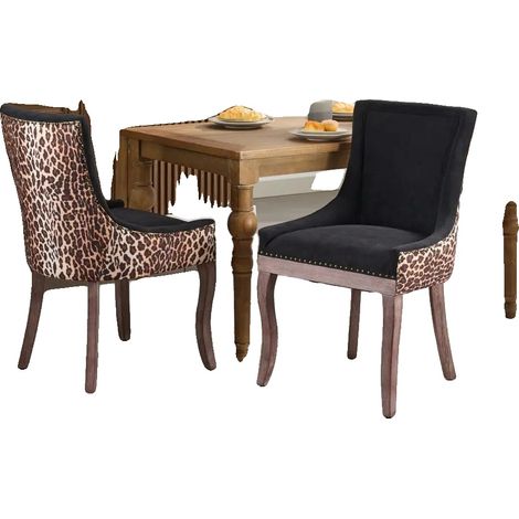 Silla de comedor, estructura de madera maciza, respaldo alto, CQY-negro (1/2)