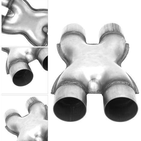 Tube en X d'échappement universel en acier inoxydable à double entrée/sortie de 2,5 pouces (1/5)