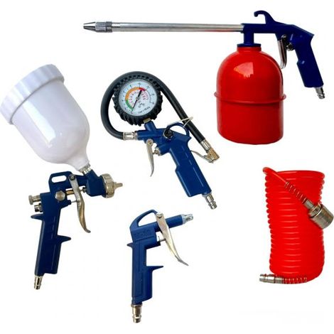 Kit set 5 accessori per aria compressa da compressore pistola gonfiaggio tubo (1/5)