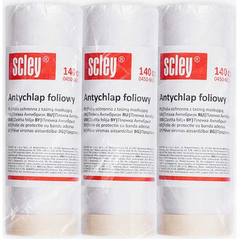 Scley Pellicola protettiva per pittor, Protezioni superficiali di ampio 140cm, Lunghezza 20m, 3 pezzo di telone di plastica, Serie 66, trasparente, pellicola di plastica, A0450-660314 (1/4)
