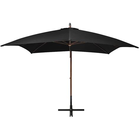 Maison Exclusive - Ampelschirm mit Mast Schwarz 3x3 m Massivholz (1/5)