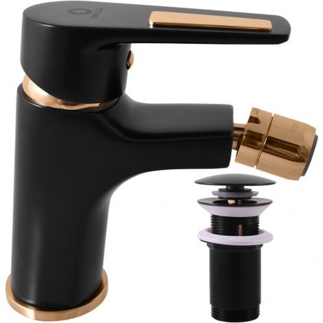 Mitigeur bidet COLORADO en laiton noir doré avec siphon (1/4)