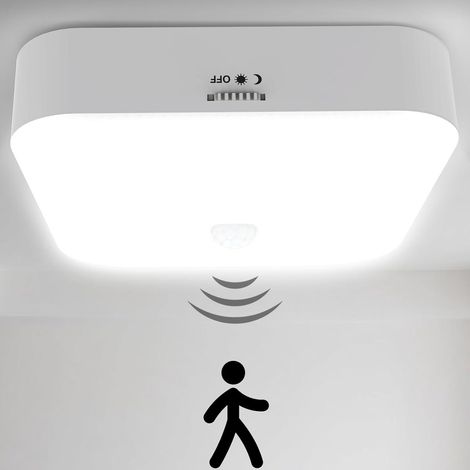 Lampe de Plafonnier LED sans Fil Rechargeable USB Detecteur de Mouvement, Eclairage Interieur avec Detecteur, LED Plafond sans Fil pour Douche, Salle de Bain, Garage, Escalier, Couloir, Balcon,Cuisine (1/5)