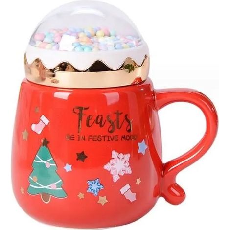 Tasse de Noël - Non spécifié - 500ml - Céramique - Rouge - Design Contemporain (1/4)