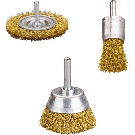 Wolfcraft Mini-Bürsten-Set 3-teilig Messing Ersatzakkus & Aufsätze
