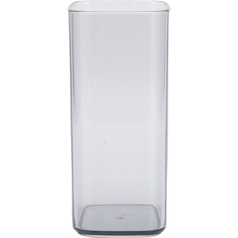 Verre acrylique carré 400 ml, mug réutilisable moderne pour thé, lait, jus, café, usage domestique et bureau, gris (1/5)