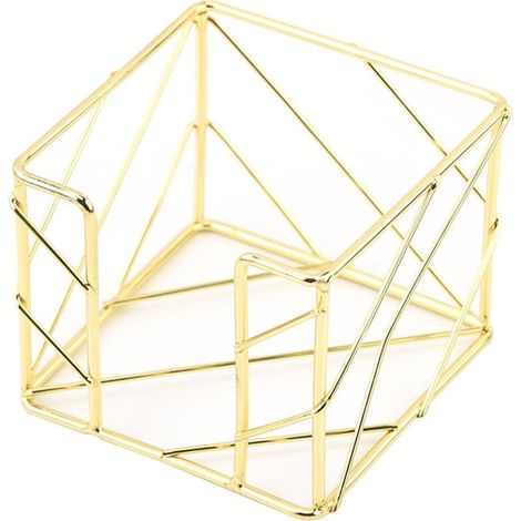 Organiseur de notes adhésives - Étagère de rangement - Étagère de rangement en métal - Boîte à notes ajourée créative - Accessoires de rangement de bureau - Porte-Post-it - Doré (1/4)