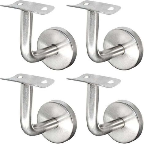 Wandmontierte Handlaufhalterungen, Treppenhandlaufhalterungen aus Edelstahl, Wandbefestigungen, Treppengeländer-Handlaufhalterungen, silberne Geländer-Wandhalterung, 4 Stück - Crezuo
