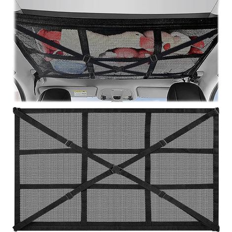 1 Filet Rangement Voiture, Double Couche, Fermeture Éclair, Polyester, Pour SUV Et Camping Car (1/5)