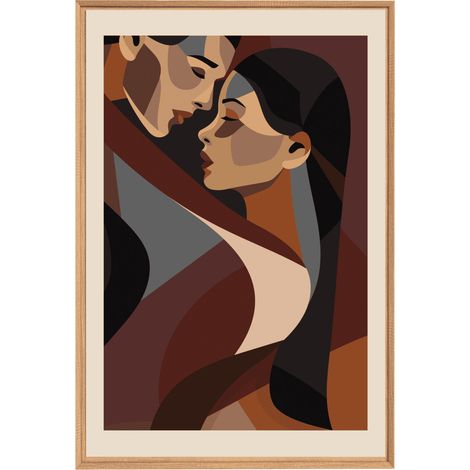 Tableau mural encadré couple 65x97 cm - Tableau Mural Décoratif - Image Encadrée Imprimée en HD - Impression 65x97 cm sur Fibres de Bois FSC - Finition Mate - Fabriqué en France (1/5)