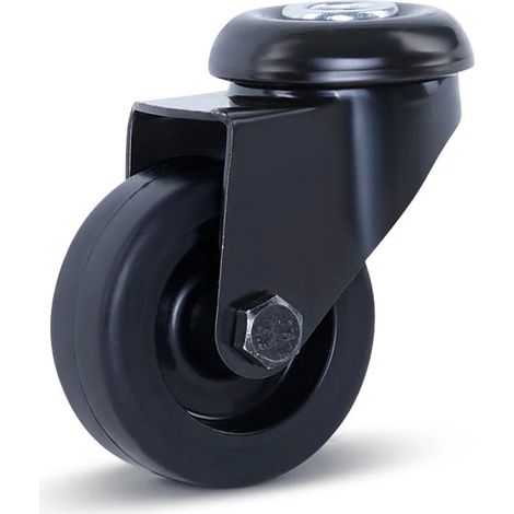 Roue de meuble pivotante noire - MESO - Trou central - 50 mm - 40 kg