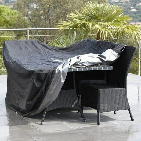 Housse de table rectangulaire Oxford pour salon de jardin protection UV dimensions 210 x 110 x 70 cm noir VHV Femeo (1/4)