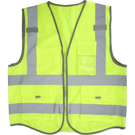 Gilet Réfléchissant Vert Fluorescent - Maille Respirante Avec Fermeture Éclair - Pour Course Et Travail De Nuit - 1 Pièce (1/5)