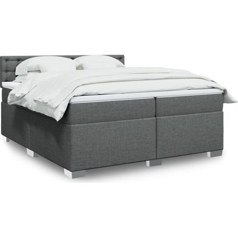 Boxspringbett mit Matratze Dunkelgrau 200x200 cm Stoff
