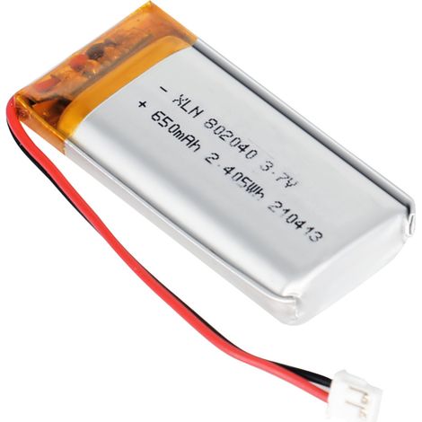 XLN 802040 polymer lithium battery 3.7V 650mAh rechargeable battery for hydration devices and fingerprint locks. (1/4)