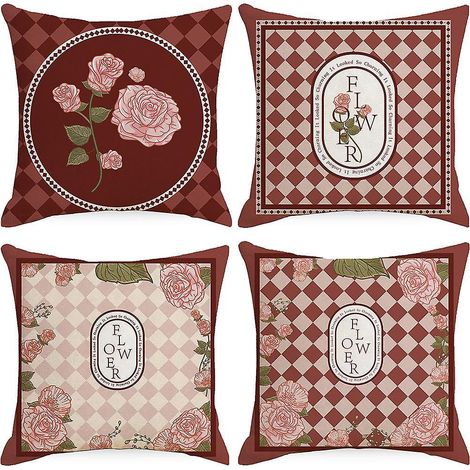 lot De 4 Housse De Coussin, Housse Coussin 45x45cm Housses De Coussin Taie D'oreiller Dcoratif Canap Pour Chambre, Canap, Chaise, Lit,jardin(vinta (1/5)