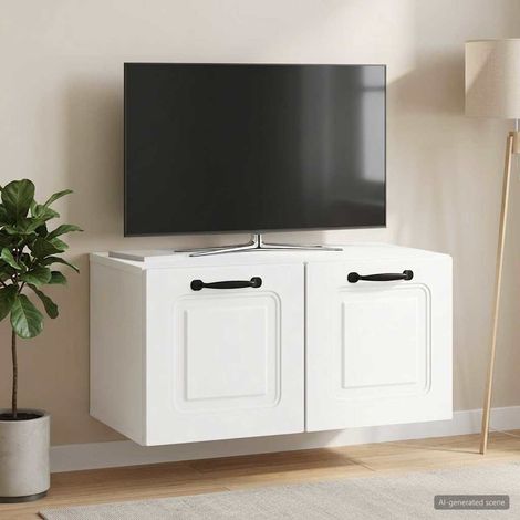 Wandmontierter TV-Schrank Weiß 59,5 x 31 x 30 cm Holzwerkstoff (1/5)