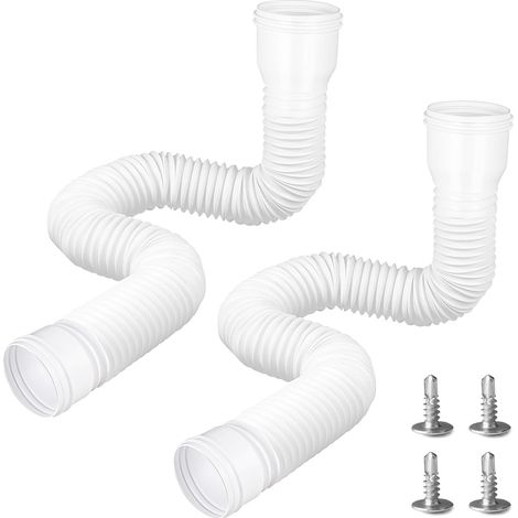 Lot de 2 rallonges flexibles et rondes pour tuyau de descente de gouttière 80/100 mm - Extension de gouttière extensible de 47 à 150 cm (blanc, 2 pièces) (1/5)