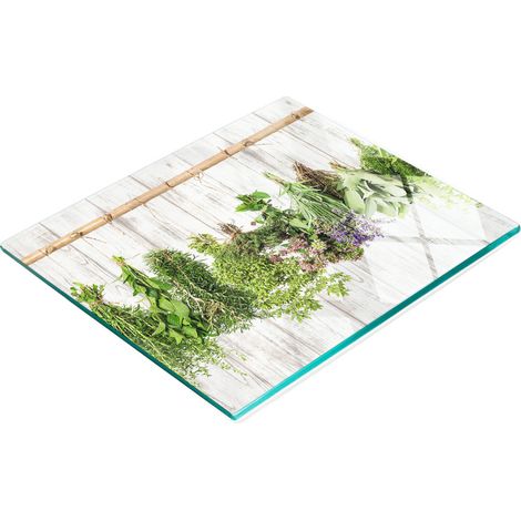 Tabla decorativa de cristal para servir aperitivos con guirnalda de hierbas, 60x52 cm. (1/5)