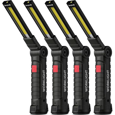 Rechargeable LED work light, birthday gift for men, rechargeable LED flashlight, emergency inspection light, 360° rotatable mechanical light with magnetic hook (lo (1/5)