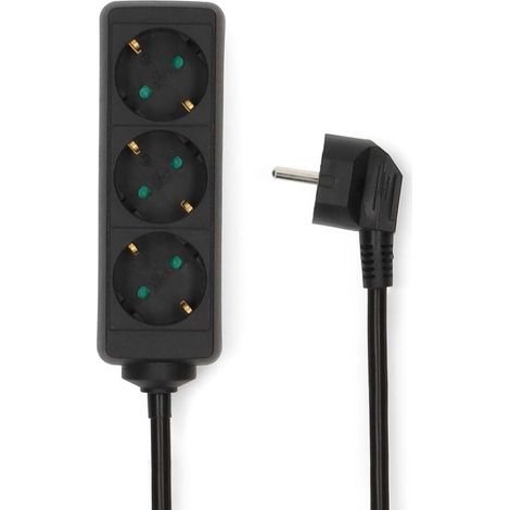 Nedis Steckdosenleiste / Schutzkontakt / Typ F (CEE 7/7) / 3-Wege / 1.50 m / 3680 W / 16 A / Art der Erdung: Seitenkontakte / 230 V AC 50/60 Hz / Buchsenwinkel: 45 ° / H05VV-F 3G1.5mm² / Schwarz