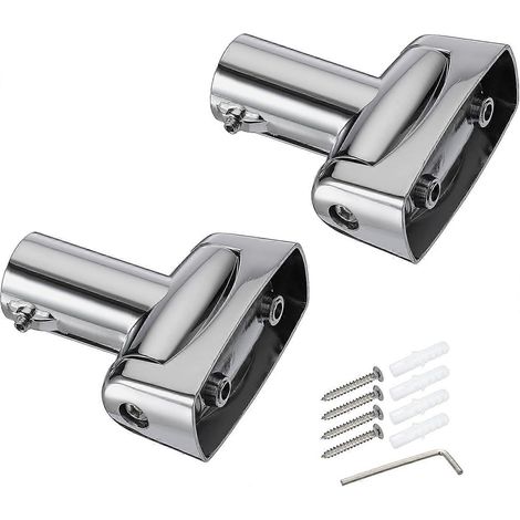 Ensemble de 2 supports de tringle à rideau de douche, pivotants à 180°, pour tringles à rideaux de douche courbes. Tige de rideau de douche murale robuste en alliage de zinc. (1/5)