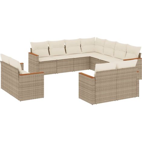 Maison Exclusive - Set de sofás de jardín 11pzas con cojines ratá (1/5)