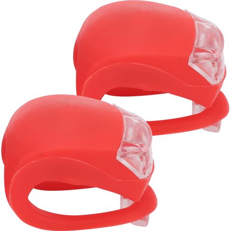 Lot de 2 feux arrière de vélo à 2 LED, lampe de signalisation multicolore, 3 modes d'éclairage, haute luminosité, étanche, rouge (1/5)