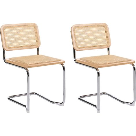 Esszimmerstuhl 2er Set CORDOVA Rattan Hellbraun