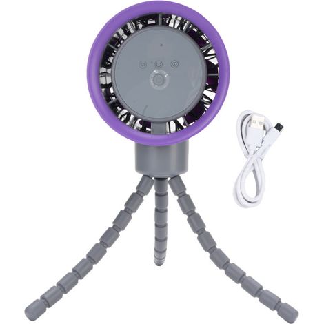Ventilateur flexible à oscillation 360° pour poussette, fonctionnant sur piles, avec écran numérique et fixation sur trépied (4000 mAh, gris). (1/5)