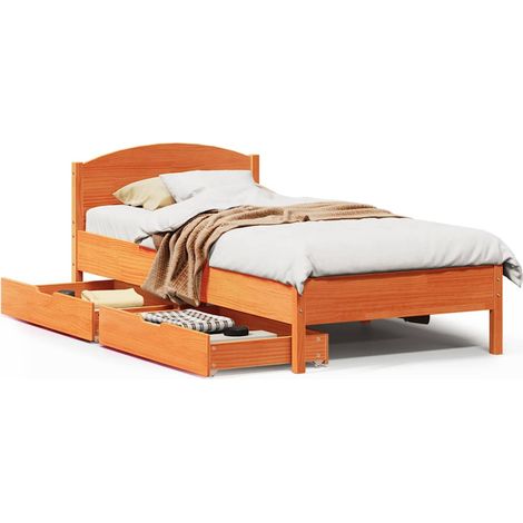 Maison Exclusive - Cadre de lit sans matelas cire marron 75x190 cm bois pin massif (1/5)