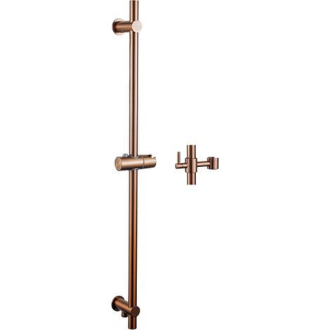 FugaFlow Eccelente Sobrado Barre de glissement - 90cm - avec coude mural intégré - Cuivre brossé