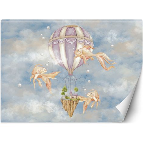 Fototapete Fliegender Ballon und Fisch Blau 200x140 cm (1/5)