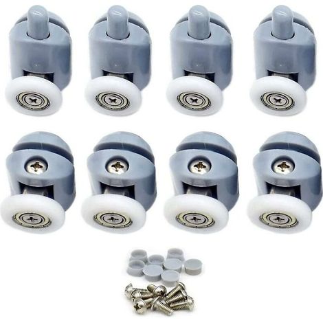 Roulette Porte Coulissante Douche 8 Pièces Roulettes pour Porte de Douche 23mm Galets de Porte de Douche Roulettes Cabine de Douche pour Salle de Bain, 4 Supérieures et 4 Inférieures (1/4)