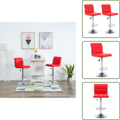 Tabouret en similicuir - vidaXL Tabourets de bar lot de 2 rouge similicuir - Tabouret de bar rouge (1/5)