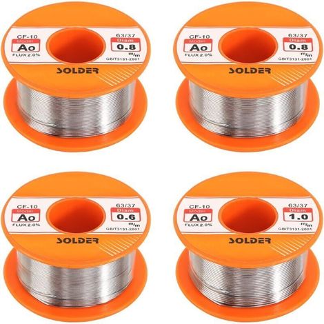 Fil de Soudure, 4 Pièces Fil Etain a Souder Colophane Fil de Soudure, Soudure avec Noyau de Colophane Fil de Soudure avec Flux Bobine D'étain à Souder pour Soudure Électrique (0,6/0,8/1 mm)-DPZO (1/5)
