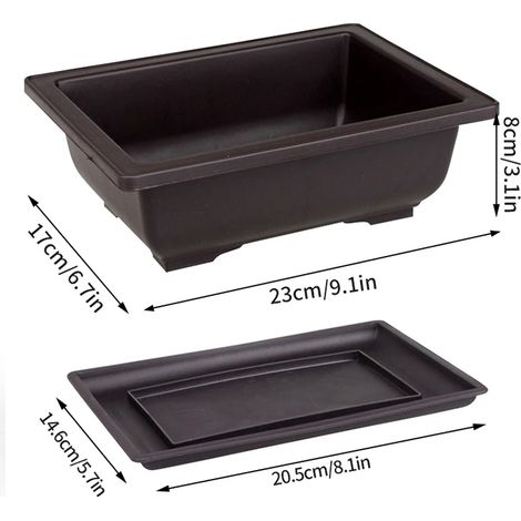 Pots de fleurs rectangulaires en argile violette imitation, imitation terre cuite, pour plantes, jardin extérieur, aménagement paysager, bonsaïs. (1/4)
