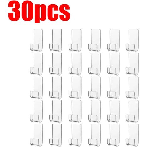 (Transparent - Lot de 30) Mini présentoirs pour disques vinyles, sans perçage, en acrylique transparent, avec crochets muraux et étagère pour CD. (1/5)