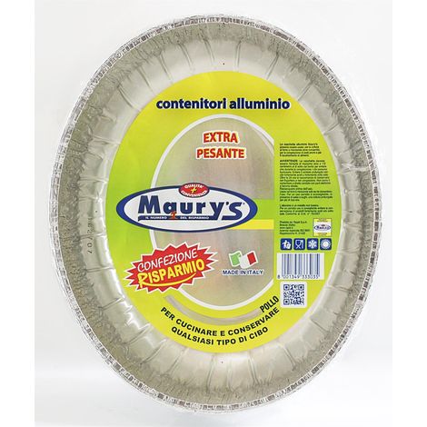 MAURY'S CONTENITORE PER ALIMENTI TEGLIA IN ALLUMINIO PER POLLO 8 PORZIONI 2PZ EXTRA PESANTE