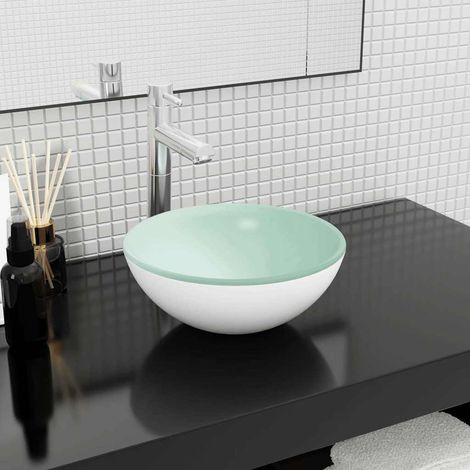 Lavabo de bain-Vasque Verre trempé 30x12 cm Blanc 667045 (1/5)