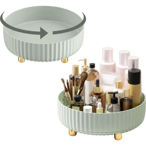 Plateau de rangement cosmétique de luxe pour bureau, boîte de rangement rotative pour condiments de cuisine, plateau tournant pour le rangement des collations et des fruits dans le salon, grande taill (1/5)